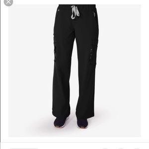 Figs scrubs wide leg black Tema pants with pattern